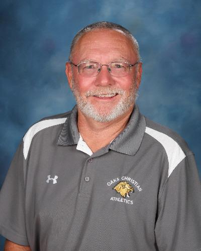 Oaks Christian Athletic Director Jan Hethcock poses for his 2019–2020 staff picture. Photo via staff directory