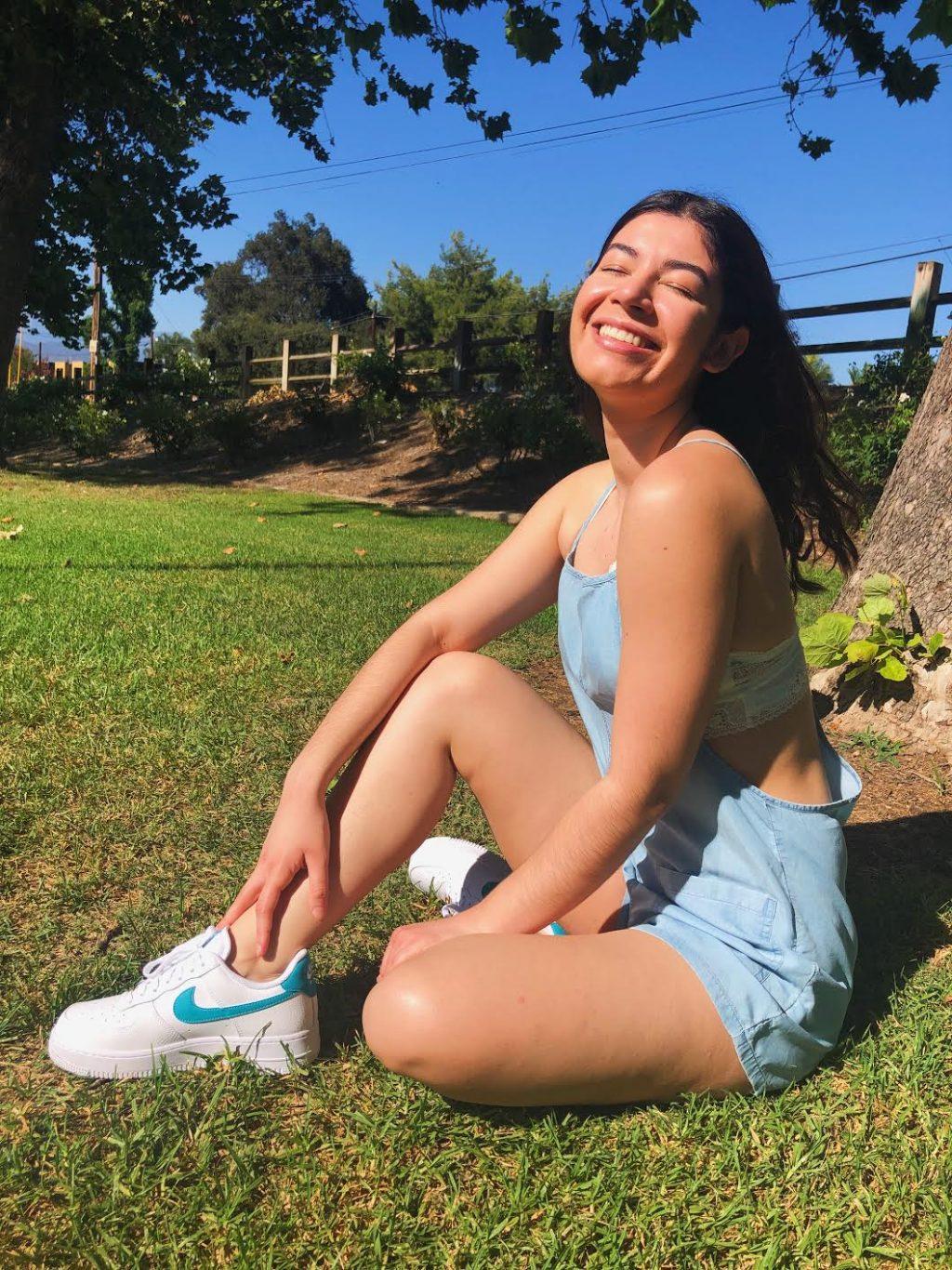 Model Dyani Heredia-Urias poses outside her home in her new Aerie apparel. She announced her partnership with the clothing brand via an Instagram post in July. Photo courtesy of Dyani Heredia-Urias