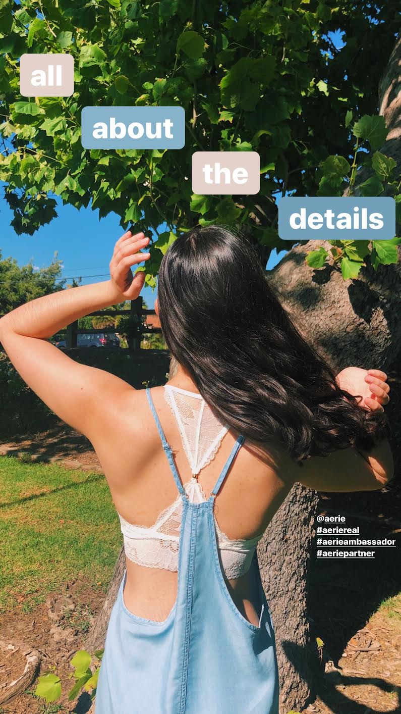 Heredia-Urias shows off her new Aerie bralette for her followers. She posted a sponsored Instagram story to promote the brand's new arrivals. Photo courtesy of Dyani Heredia-Urias