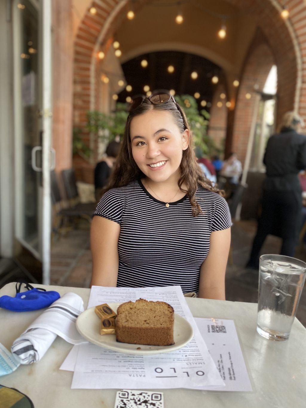 Cox enjoys lunch at Ollo in Malibu in October. She said she loves the opportunity to grow her faith with like-minded people in the Christian community that Pepperdine provides.