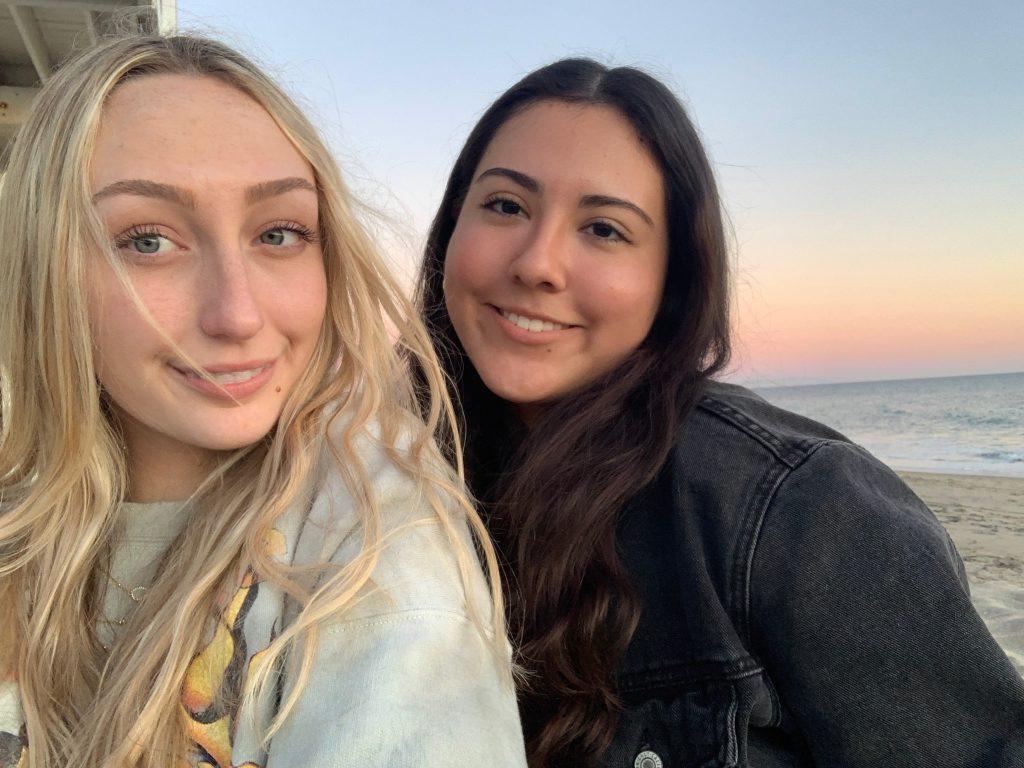 Hernandez (right) and first-year Olivia Hale (left) spend a day at Ralphs Beach in Malibu in February. Hernandez said she chose Pepperdine because she knew she wanted to leave her home state of Hawai'i but still live close to the beach.