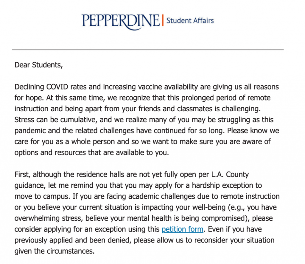 Vice President for Student Affairs Connie Horton’s March 12 email encourages students to apply for hardship housing even if they have previously been denied. The email was cited by Director of Housing Operations  Robin Gore as a reason for a spike in applications over the past month.