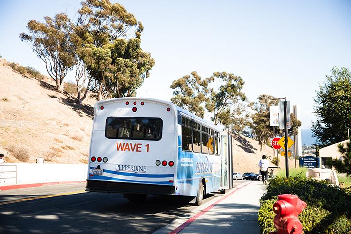Wave 1 stops at Main Campus to pick up riders on its route. There are two shuttle routes, the blue and orange, as well as eight drivers.