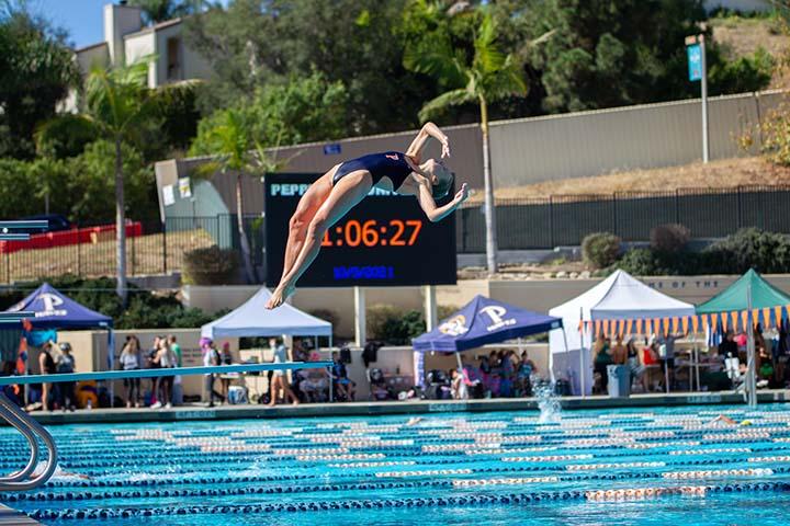 Lexie Martin competes in the 3-meter dive at the Rodionoff Invitational on Saturday, Oct. 9. Martin finished fourth overall with a total score of 241.40.