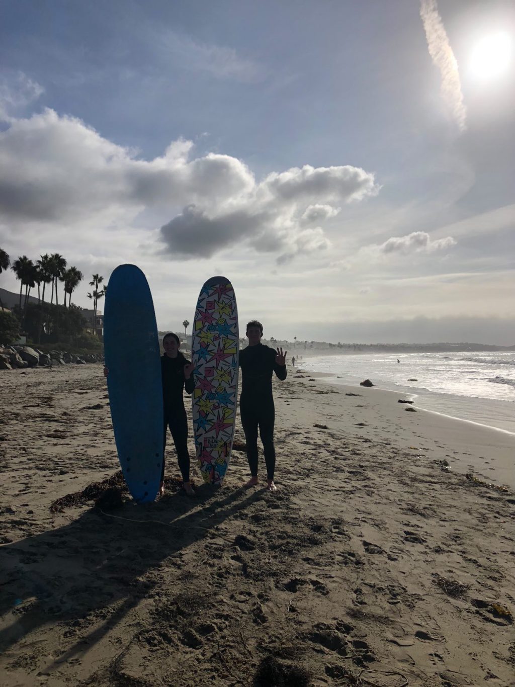 Troy and his twin sister practiced surfing while on his official visit to Pepperdine. Troy looks forward to trying new things when he comes to Malibu in the fall.