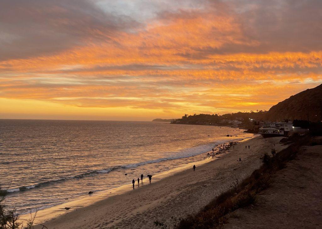 The sun sets over the Pacific Ocean at Ralphs Beach. Nathan Fitch took this photo one of the times him and his friends went to the beach to destress in January. Photo courtesy of Nathan Fitch