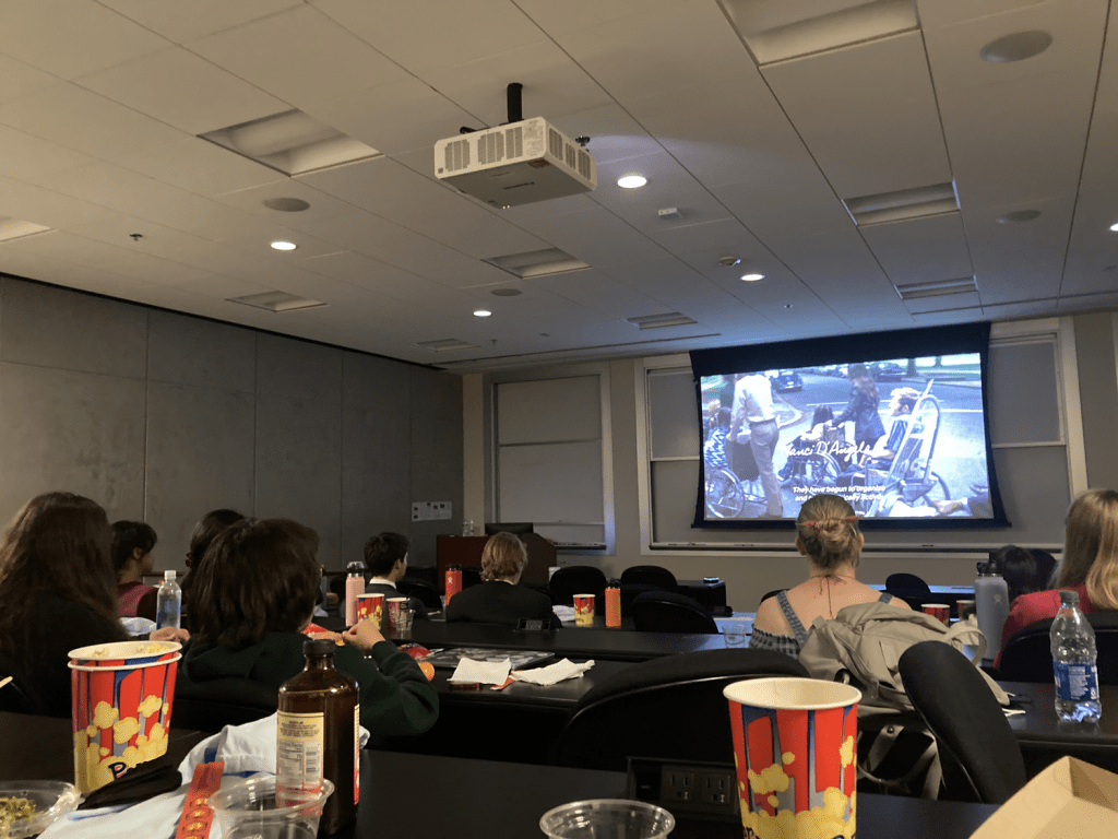 Students watch the film "Crip Camp" March 15 for Disability Awareness Week. The film showed the history of activism for disabled individuals. Photo courtesy of Emily McNutt