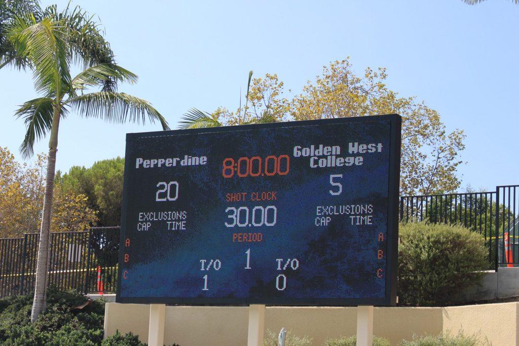 The scoreboard shows the Waves victory versus the Bears on Sept. 18. This was the Waves third highest scoring outing in the early season.