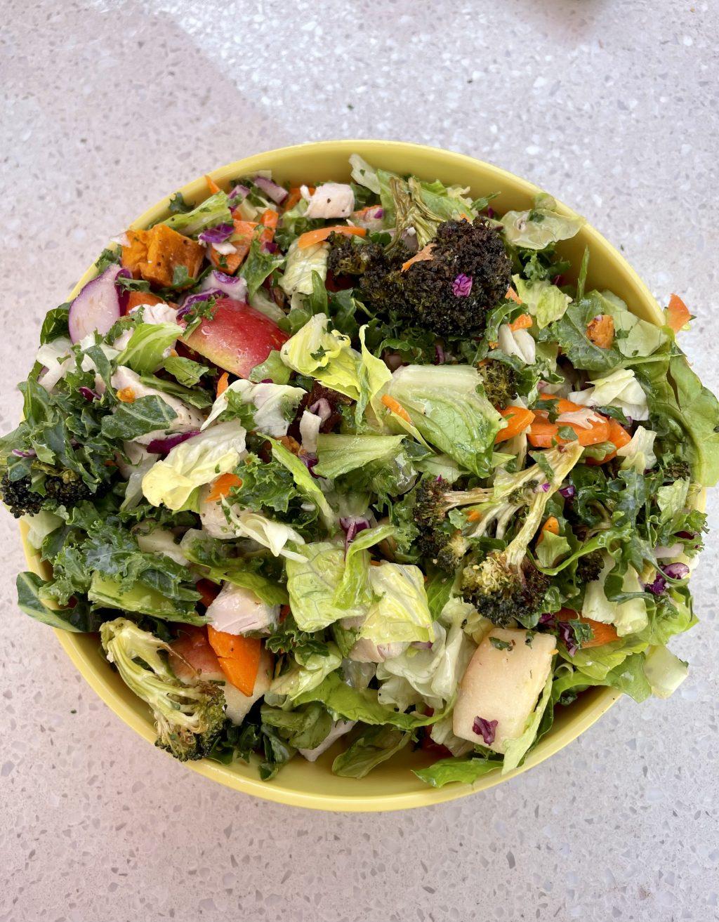 Alfalfa makes it easy to design a unique salad or burrito. This dreamy bowl featured a mix of sweet potato, apples, carrots, roasted broccoli, red cabbage and champagne vinaigrette dressing.