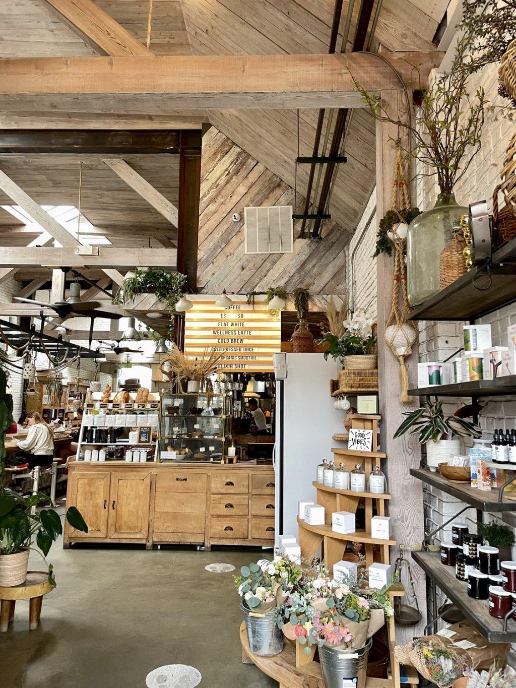The Butcher's Daughter's in-store shop featuring a variety of home decor Oct. 1. The store offered a selection of candles, flowers and self-care items that align with the company's holistic approach.