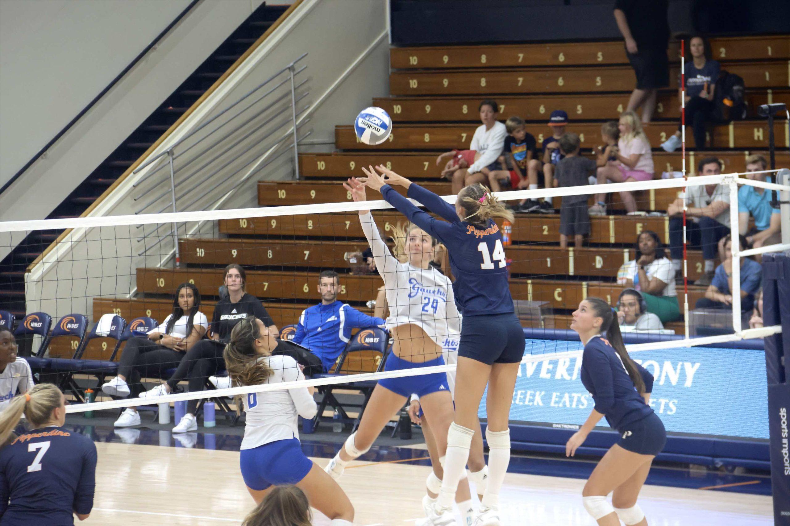 Women S Volleyball Falls To UCSB In Home Opener Pepperdine Graphic