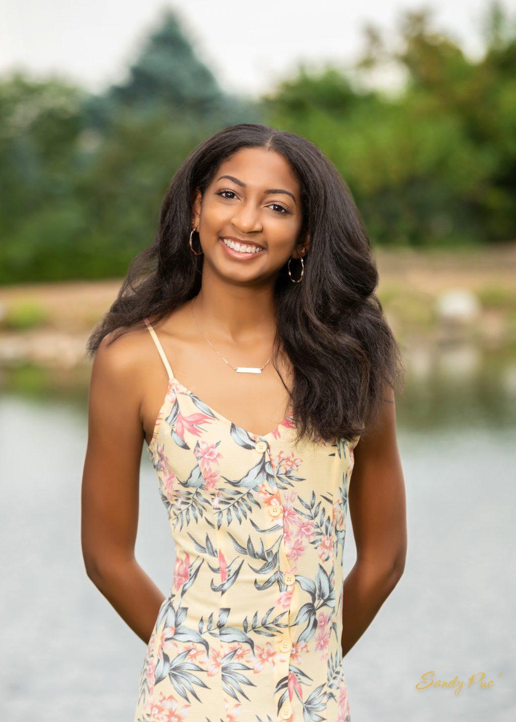 Pearson poses for a portrait at Columbine Hills Park in Littleton, Colorado. She said she hopes to follow in her parents' footsteps and serve her community.