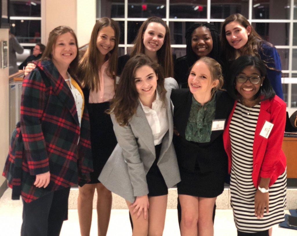 Kovie and her team, GatorMUN, pose at the Model United Nations conference in 2019. The first-year said her team represented India.