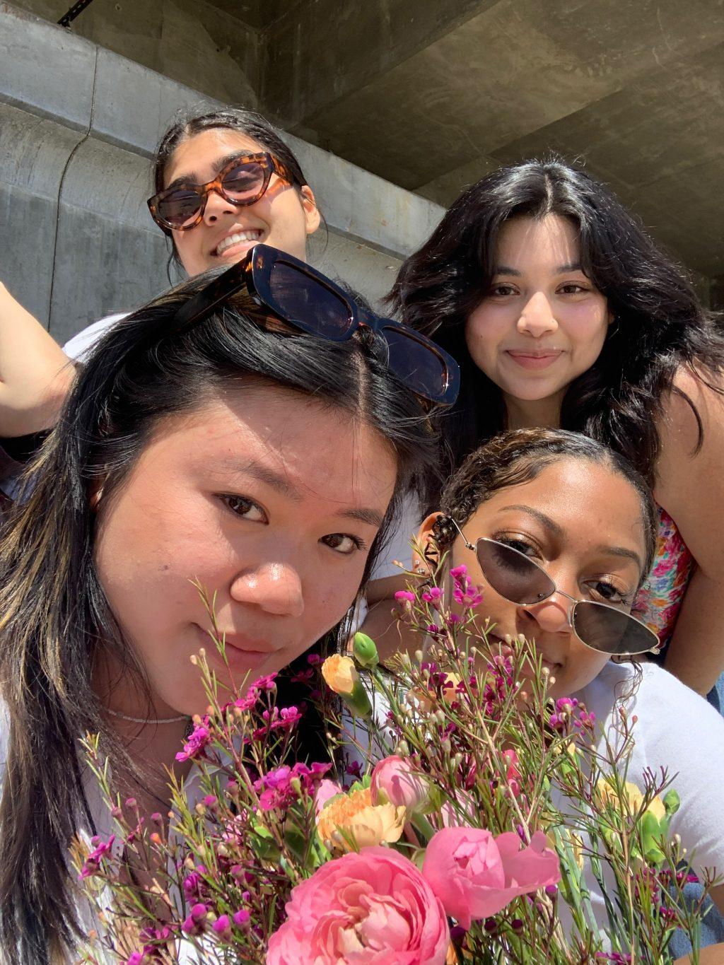 Alpha Omega first-years — (left to right) Serena Woon, Marie McGrath, Yamillah Hurtado, who is a copy editor for the Graphic, and Amani Pearson — have a beach day on Amarillo Beach in Malibu in April. Woon said they tanned at the beach, and it was one of the best days ever.