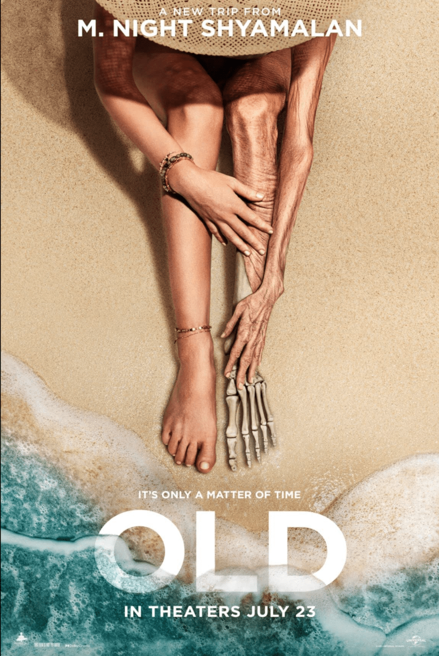 The poster for "Old" shows a woman sitting on a beach as her leg becomes just bone, a sign of her rapid aging. This kind of supernatural plot is typical for director Shyamalan, who rose to prominence with his 1999 hit, "The Sixth Sense," and is known for his film&squot;s plot twists and suspenseful tones. Photo Courtesy of Universal Studios
