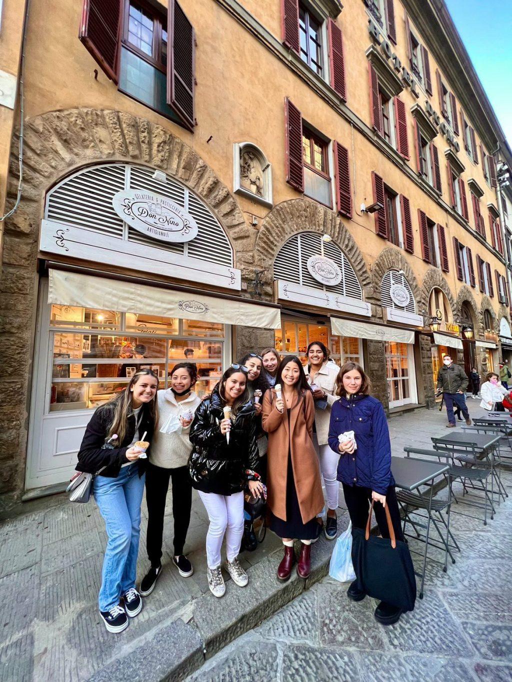 On January 15, Tadros and other Florence participants enjoying authentic Italian gelato. Participants enjoy the little things that Italy brings them. Photo courtesy of Melanie Tadros