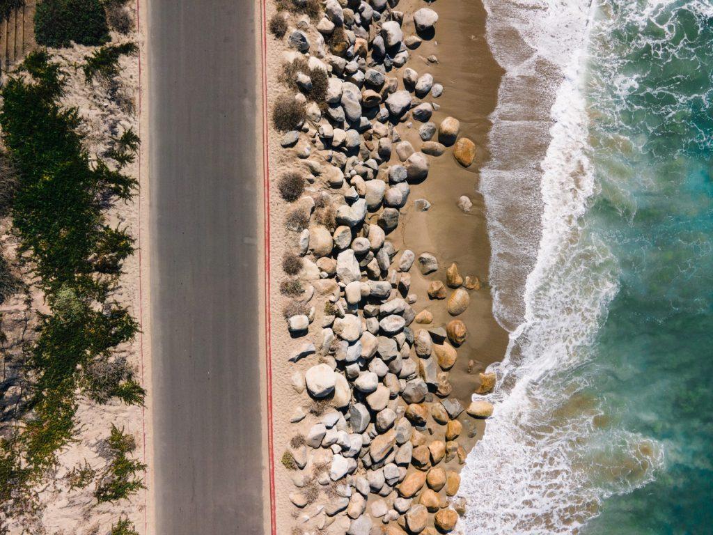 Cobble stones lie atop the sand in October next to the road between Westward Beach and Point Dume. All beaches, especially sandy beaches, are vulnerable to Costal Erosion, Martin said.