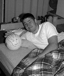 Freshman Andrew Burke and his "Wilson" volleyball stayed in his dorm room for five days to raise money and awareness for the fight against leukemia. Photo/Micah Kafka
