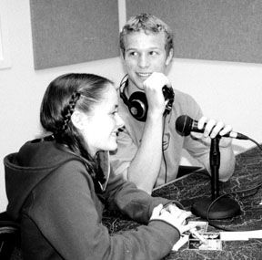 Erin Nolan (left) visits her boyfriend Mat Levesque during the broadcast. Photo/Faith Lynn