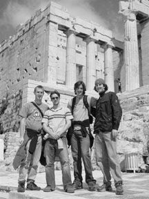 Travis (left) and the gang check out the Parthenon on the Acropilis in Athens, Greece. Photo/Courtesy Travis Weber