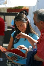 Freshman and father consult