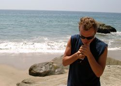 Smoker on beach