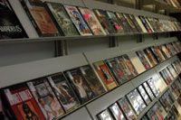 Shelf of DVDs