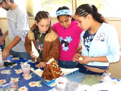 Girls looking at crafts