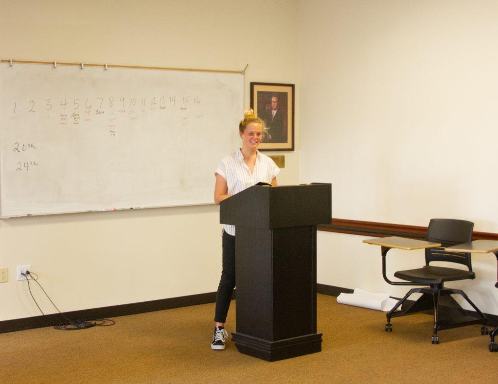 Graduate student Sierra Perry shares an original sermon with the class Tuesday, Feb. 25. Perry said she was excited to learn about preaching from a woman's perspective.