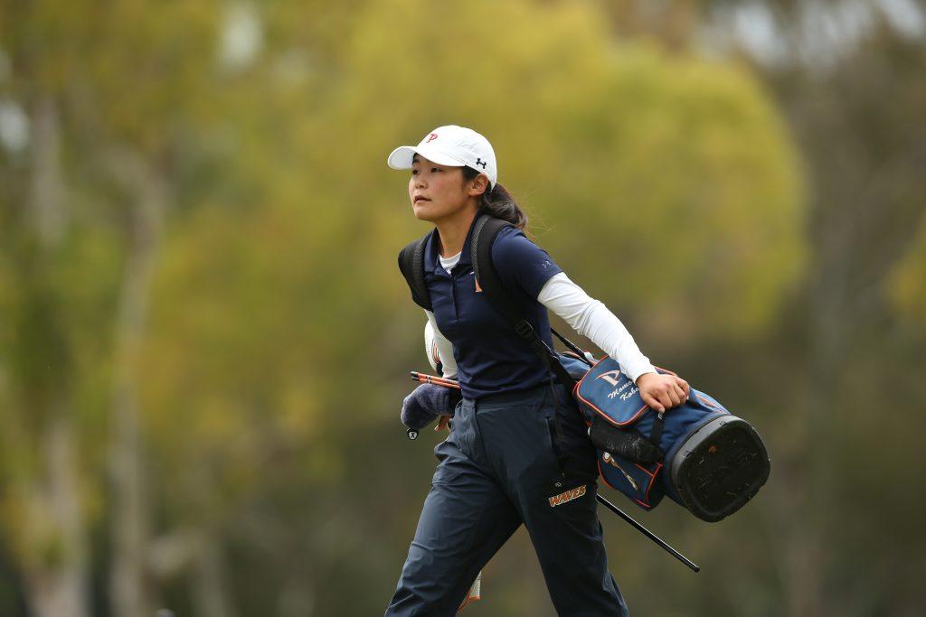 Momoka Kobori walks down the fairway during her senior season. Kobori was the lone senior on Pepperdine's Women's Golf team. Photo courtesy of Jeff Golden | Pepperdine Athletics