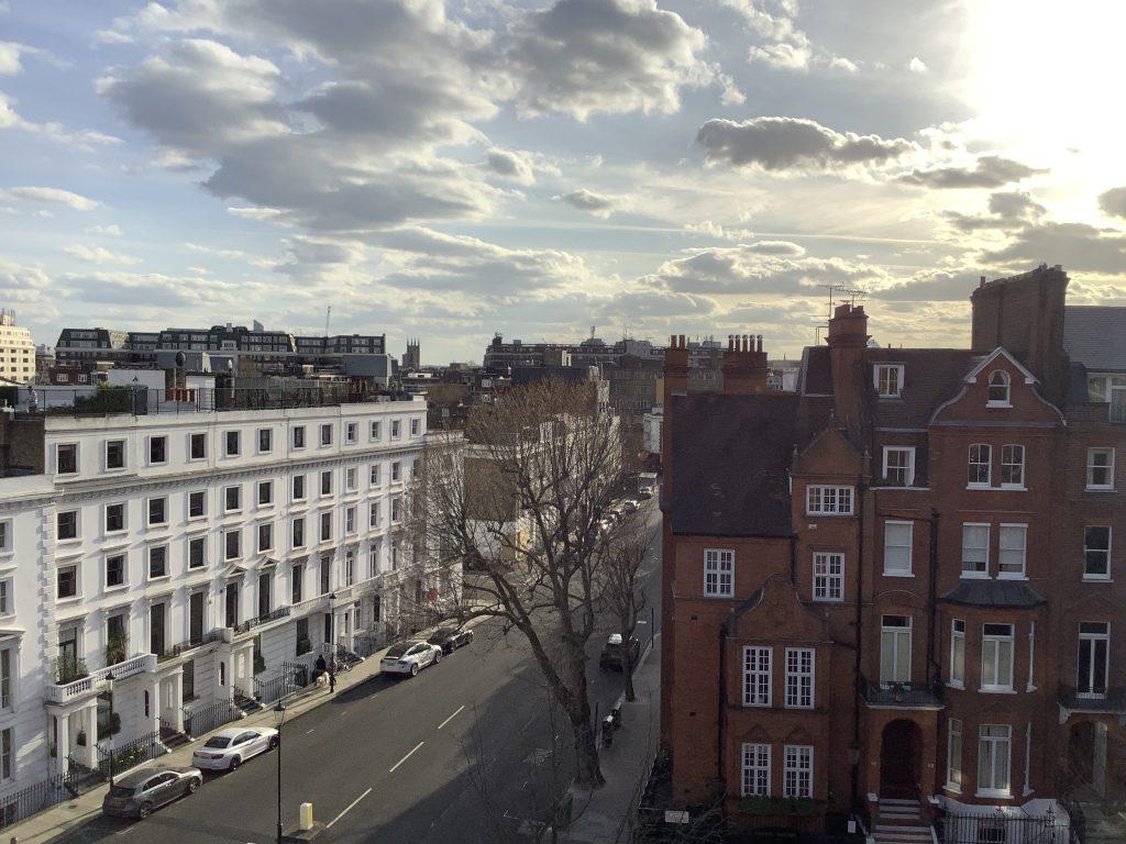 The usually crowded streets of central London, England, visible from Professor Fiona Stewart's apartment, stand quiet and empty amid quarantine measures. Photo courtesy of Fiona Stewart