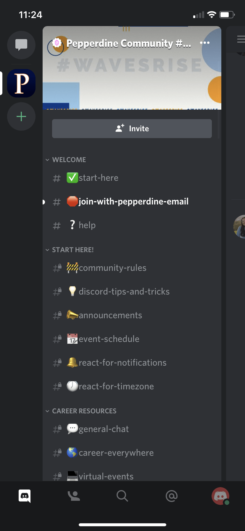 This screenshot of the Discord app shows its general layout and features. When students sign up, they will be guided through a "start here" page, which will then provide them access to the entire community&squot;s posts.
