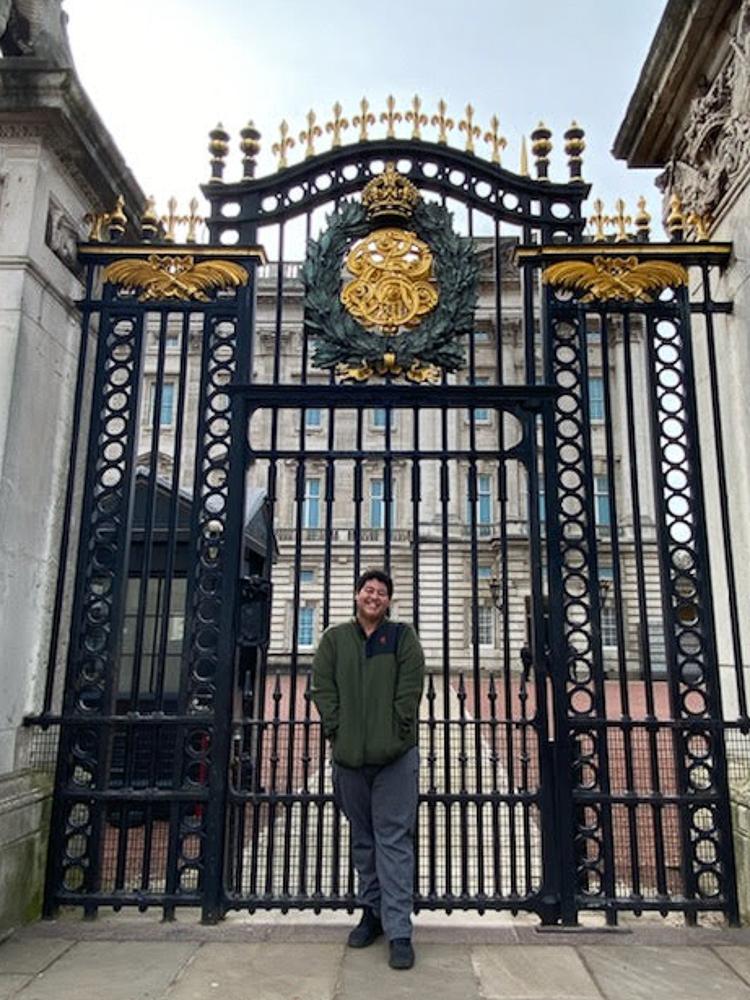 Zohary outside the gates of Buckingham Palace. This photo was taken on a disposable camera and is one of the few photos Zohary has from his time in London because his phone was stolen in Spain.