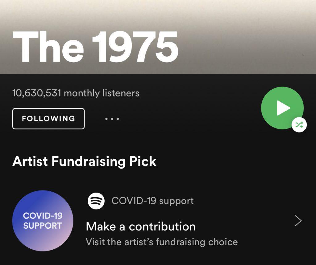 British band "The 1975" features the organization called "Help Them Help Us" as its Artist Fundraising Pick. The organization supported Healthcare Extraordinary Response Organization Education and Support (HEROES) through GoFundMe. Photo courtesy of Spotify