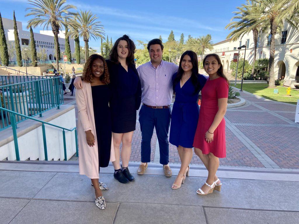From left to right, Inter-Club Council representatives Ashia Davis, Tiffany Hall, Jared Maguire, Lizzy Kovach and Sabrina Willsion attend a leadership conference at San Diego State University. Maguire said he brought back fun and innovative ideas to use at Pepperdine.