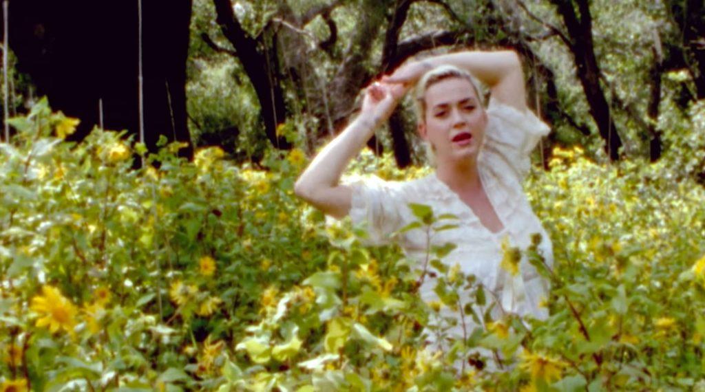 Perry frolics through flowers in the music video for her single "Daisies." The singer said this song inspired her to accept her past. Photo courtesy of Vevo