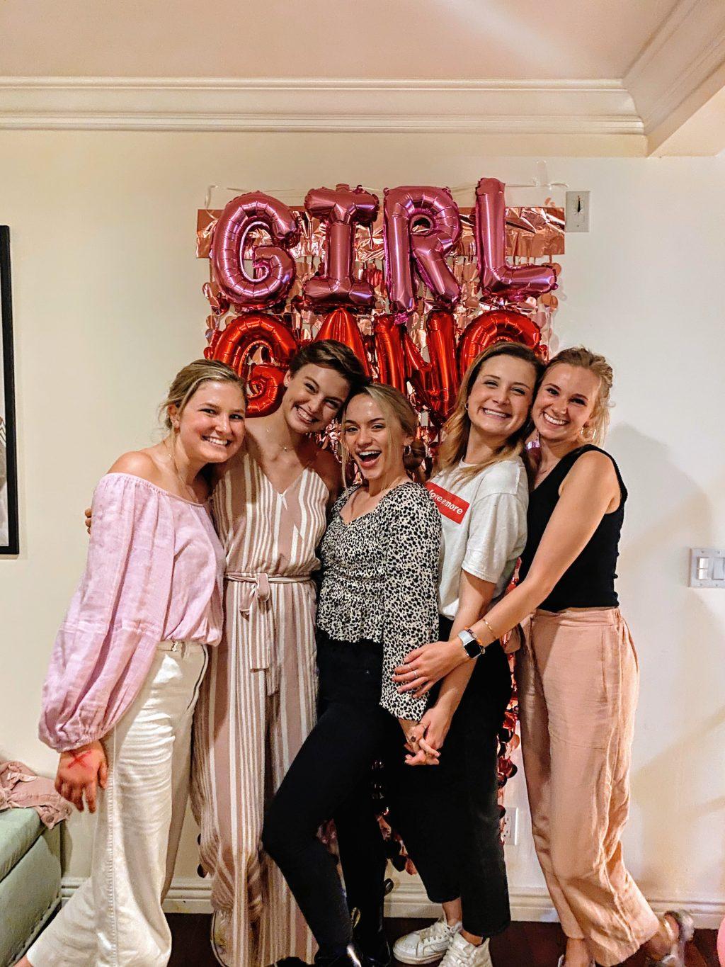 Emily Ambler, Cooper, Emily Tortora, Caroline Chance and Megan Offutt are celebrating a Pi Beta Phi Galentine's Day party in February. This year, Cooper was the Vice President of New Member Experience for Pi Phi and was a Rho Gamma.