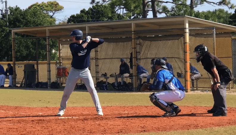 Bradshaw awaits a pitch during a game with Clubhouse travel team. The outfielder hopes to crack the starting lineup for Pepperdine Baseball in 2021. Photo courtesy of Connor Bradshaw