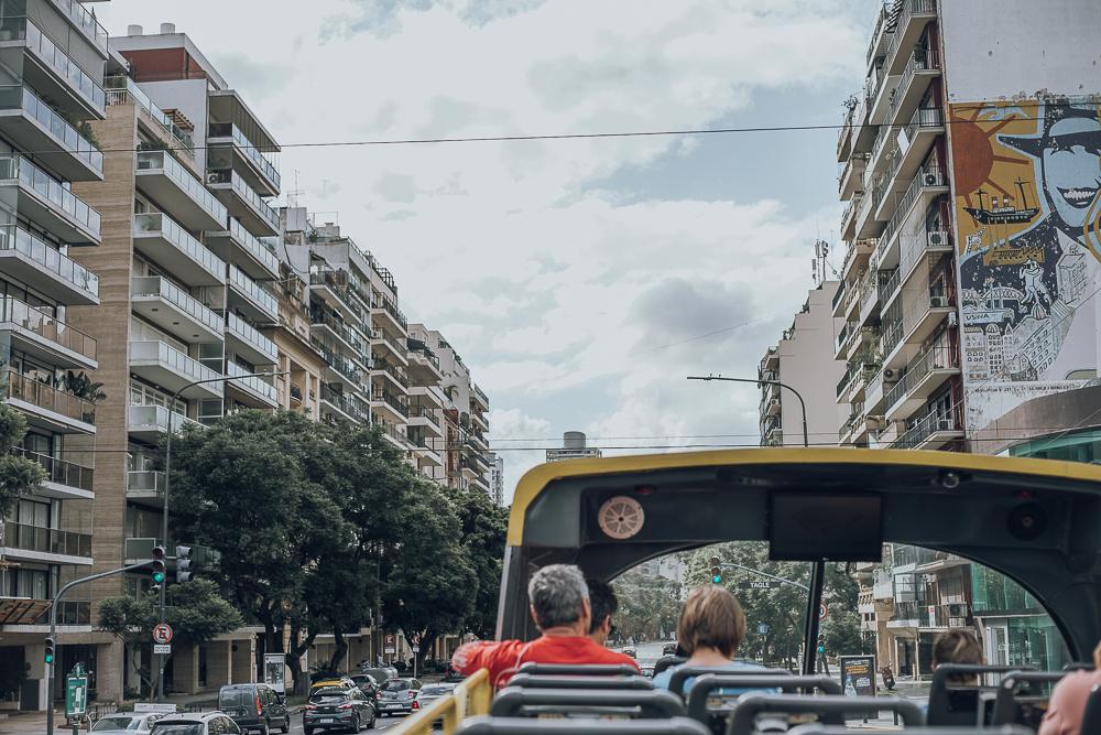 A double-decker bus cruises through the streets of Buenos Aires in January. Hill-Weber said the city remains in a strict quarantine. Photo by Ashley Mowreader
