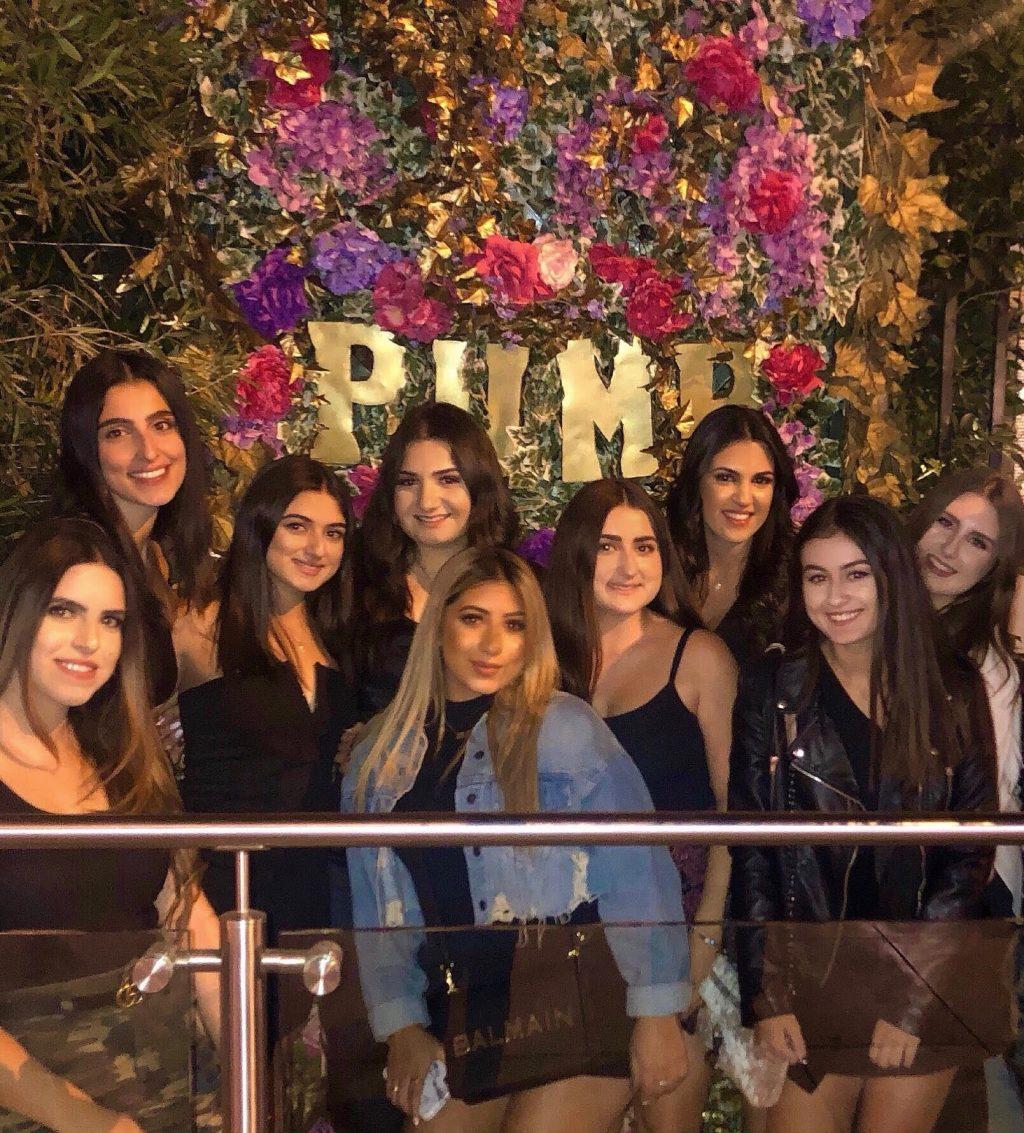 Solakian (third from the left) enjoys an October night out with her friends last year at the PUMP Restaurant Lounge in West Hollywood, California. She said she hopes to pursue real estate after graduation and stay in either Los Angeles, California, or New York City, New York.