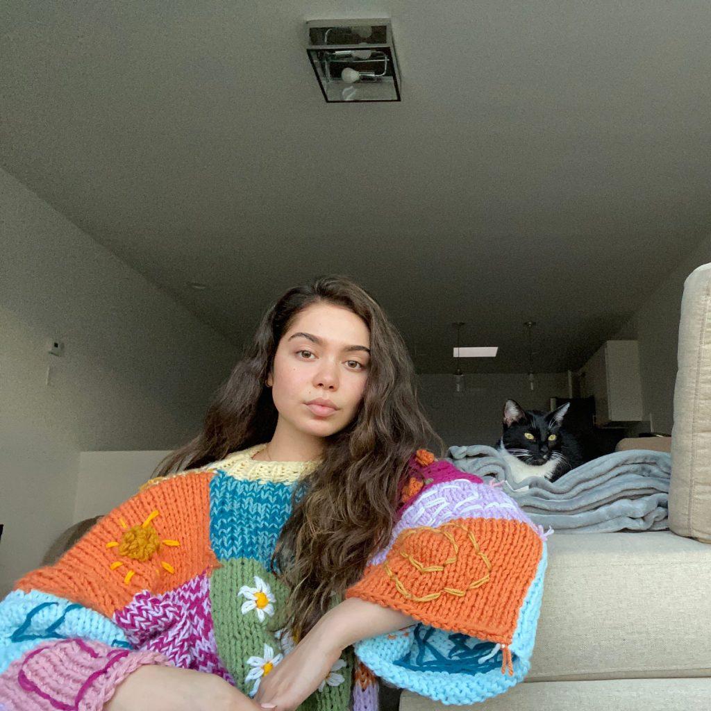 Actor Auli'i Cravalho poses in one of Ross' designs in a Twitter post Aug. 13. Ross said she sent Cravalho a sweater after DMing via Instagram. Photo courtesy of Auli'i Cravalho