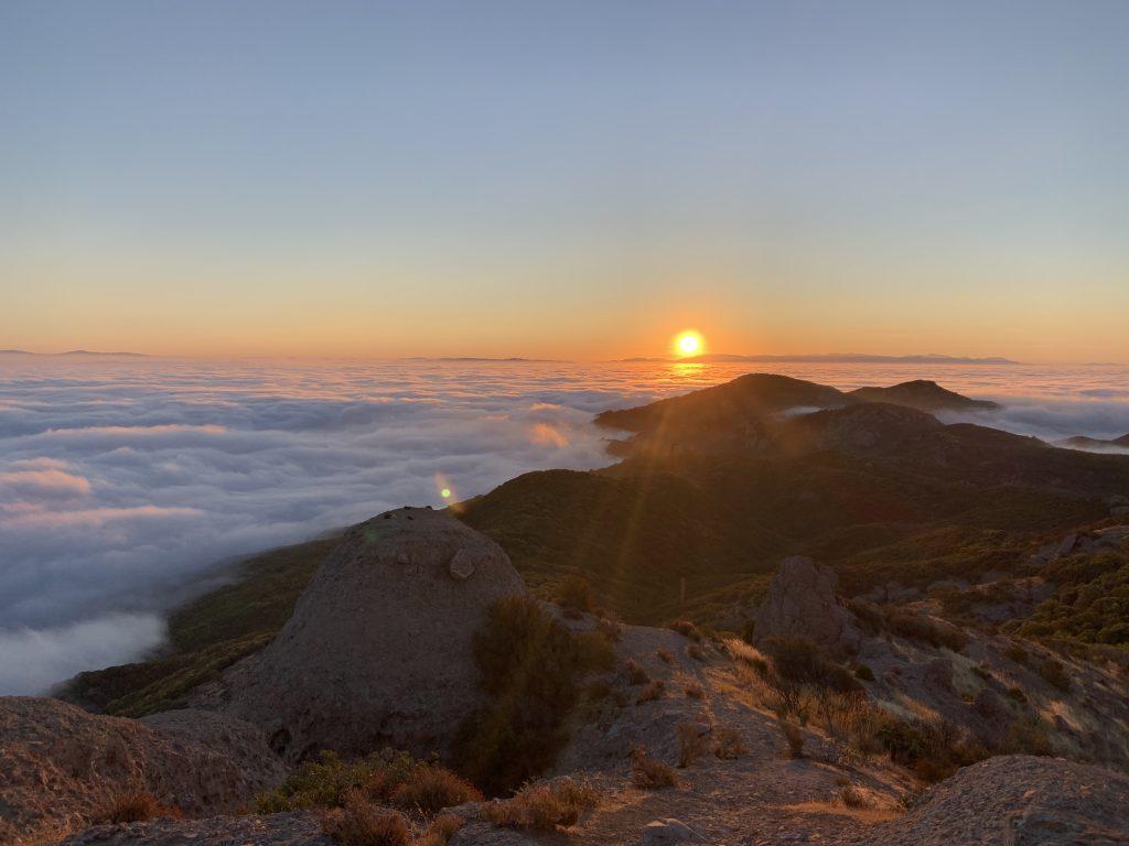 The top of Boney Mountain in the Santa Monica Mountains has a view of the April sun rise. Junior Aaron Ekenstam said he plans to continue hiking throughout the online fall 2020 semester. Photo courtesy of Aaron Ekenstam