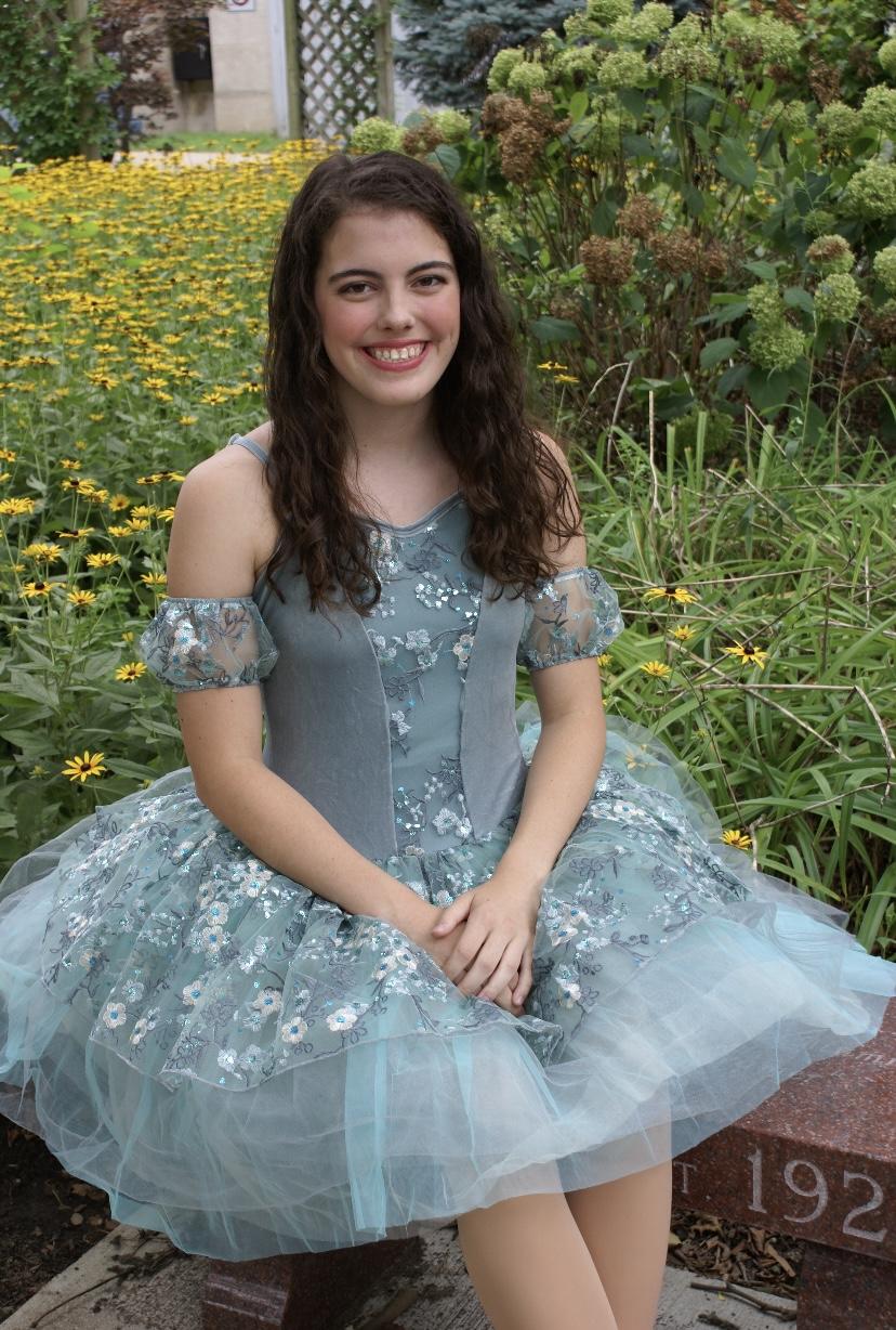First-year Lena Folse smiles after a dance recital in Terre Haute, Ind., this August. Folse danced for 11 years and was a player on her high school tennis team. Photo courtesy of Lena Folse