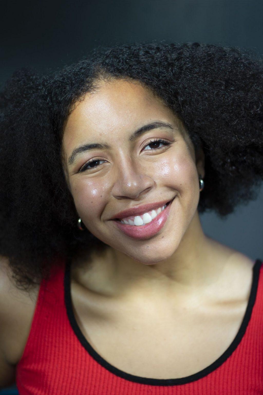 Sophomore Jada Henry smiles for a close-up for the"Polar Bears, Black Boys & Prairie Fringed Orchids" production. The actor played the grieving, openhearted mother Rita whose character provided kindness and guidance to all.