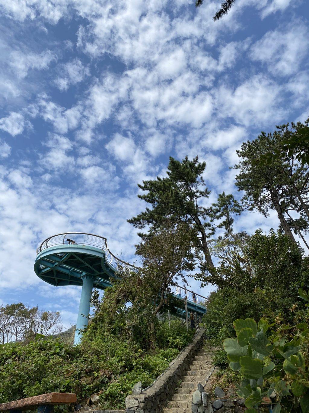 The Jeoryeong Coastal Walk provides hikers with a place to view the ocean and take pictures Oct. 4. The high skywalk against the beautiful sky and sparkling ocean provided a great view.