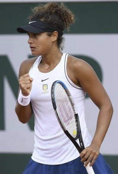 Sherif pumps her fist during a qualifying match for the French Open in September. Sherif needed to win three matches in four days to make it to the main draw of the event.