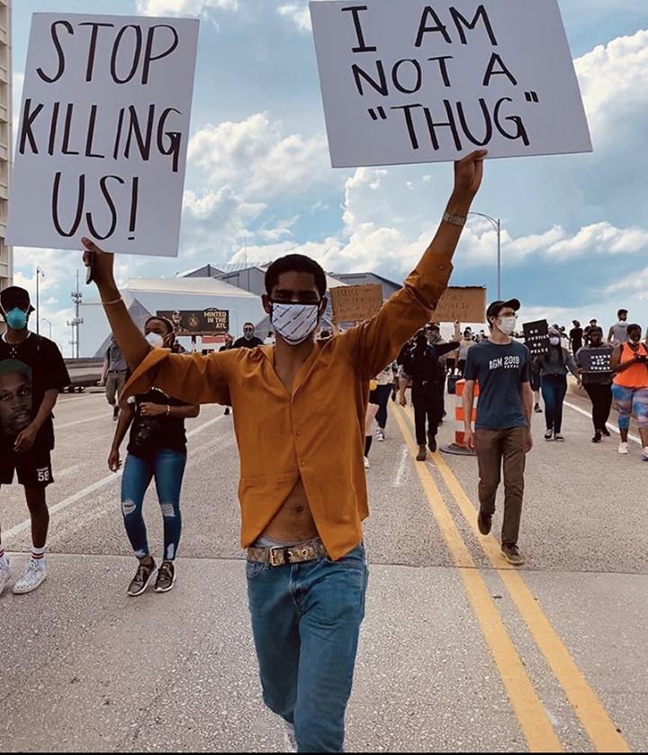 Sophomore Sherwin McDonald joins a Black Lives Matter protest in Atlanta, Ga., on May 29. McDonald joined Sigma Chi's Empowerment Committee this semester. Photo courtesy of Pepperdine Sigma Chi