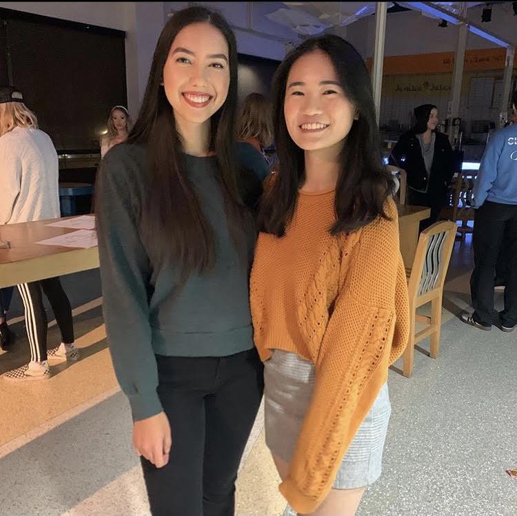 Seniors Samantha Nolan and Hannah Tu, members of the Expressionists staff, are all smiles at the fall 2019 event. Struloeff said Pepperdine students have amazing talent and creativity, which helps connect the community. Photo courtesy of Amanda Cooper