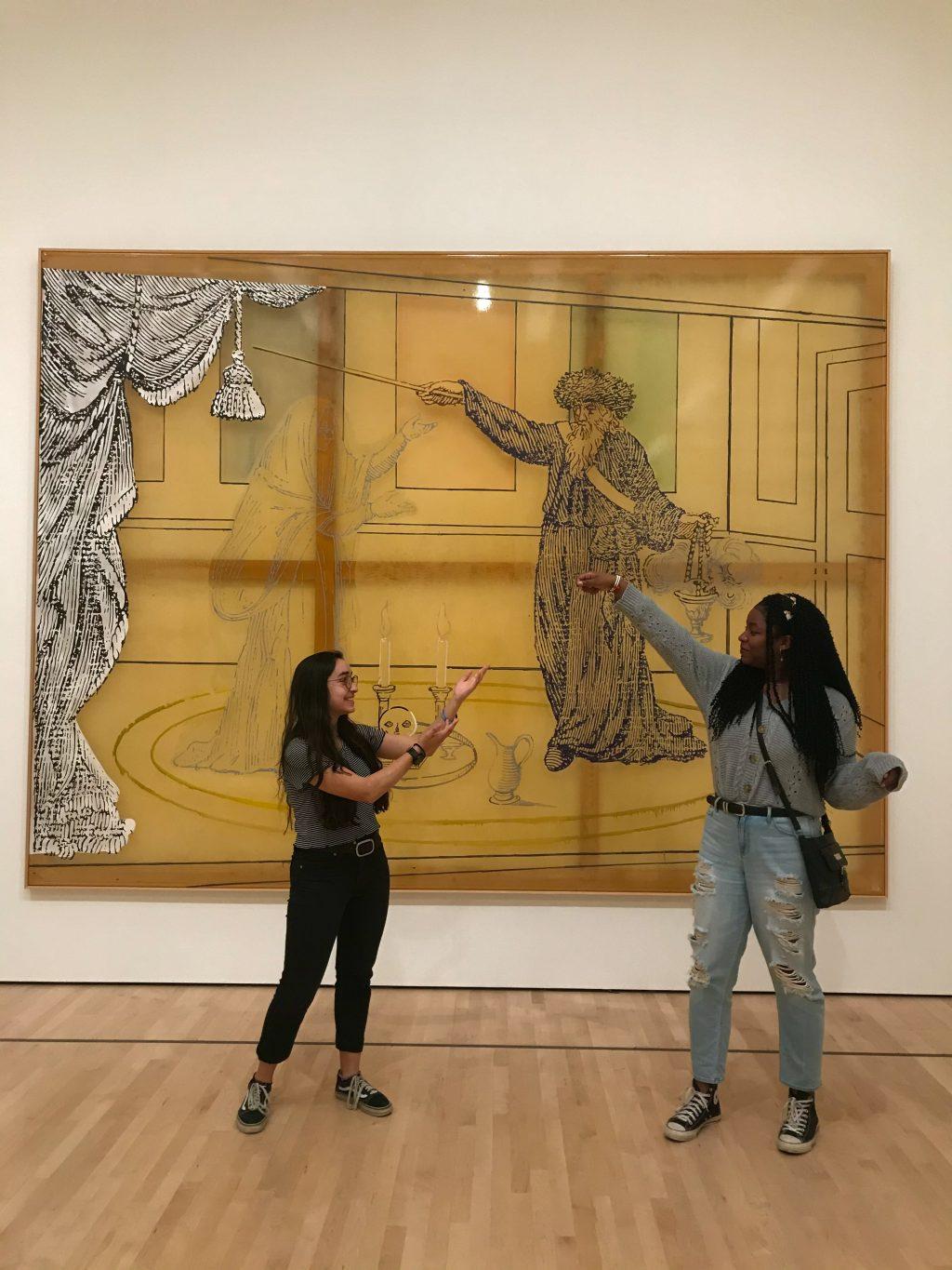 Djobaih (right) and her best friend imitate a piece of art during a field trip at the San Francisco Museum of Modern Art in February. Djobaih said she chose to attend Pepperdine because of the Christian community and beautiful campus.