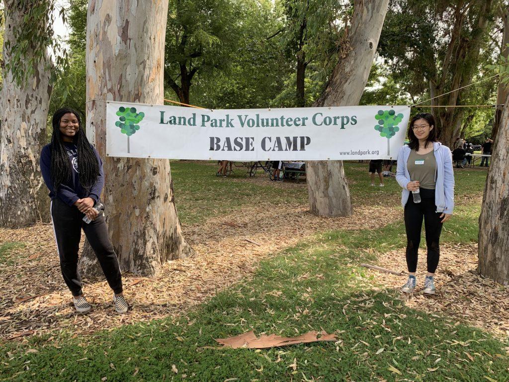 Djobaih (left) volunteers at a community service event cleaning up the William Land Park in Sacramento, CA, with the president of the National Honors Society in September 2019. Djobaih said she would like to continue participating in community service at Pepperdine since she enjoyed it so much in high school.